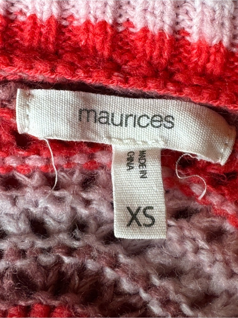 Maurice’s Women’s Pink & Coral Striped V-Neck Button Cardigan Sweater XS - Picture 6 of 7